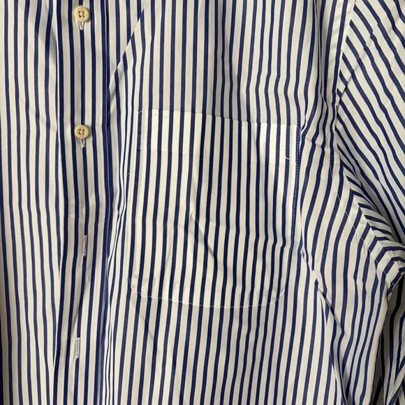 AYR women’s oversized blue and white striped button up, collar, cotton, XL - Picture 4 of 12